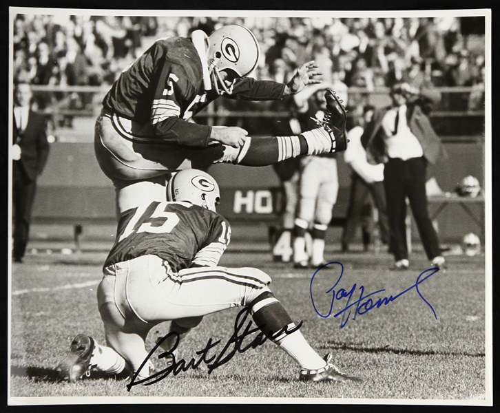 1960s Paul Hornung / Bart Starr Green Bay Packers Signed 8"x 10" Photo (JSA)