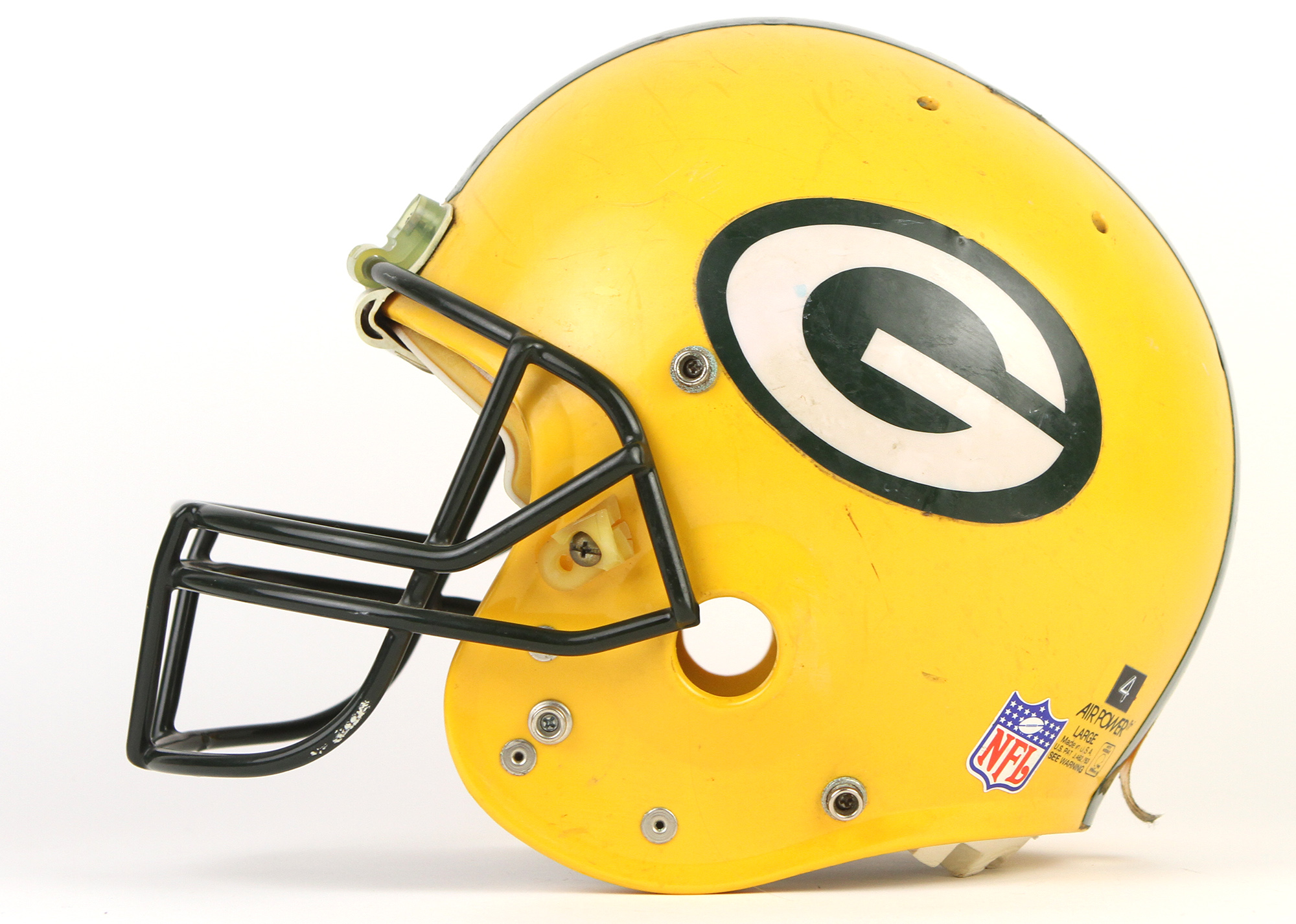 Lot Detail - 1993 Brett Favre Green Bay Packers Game Worn Helmet (MEARS LOA)