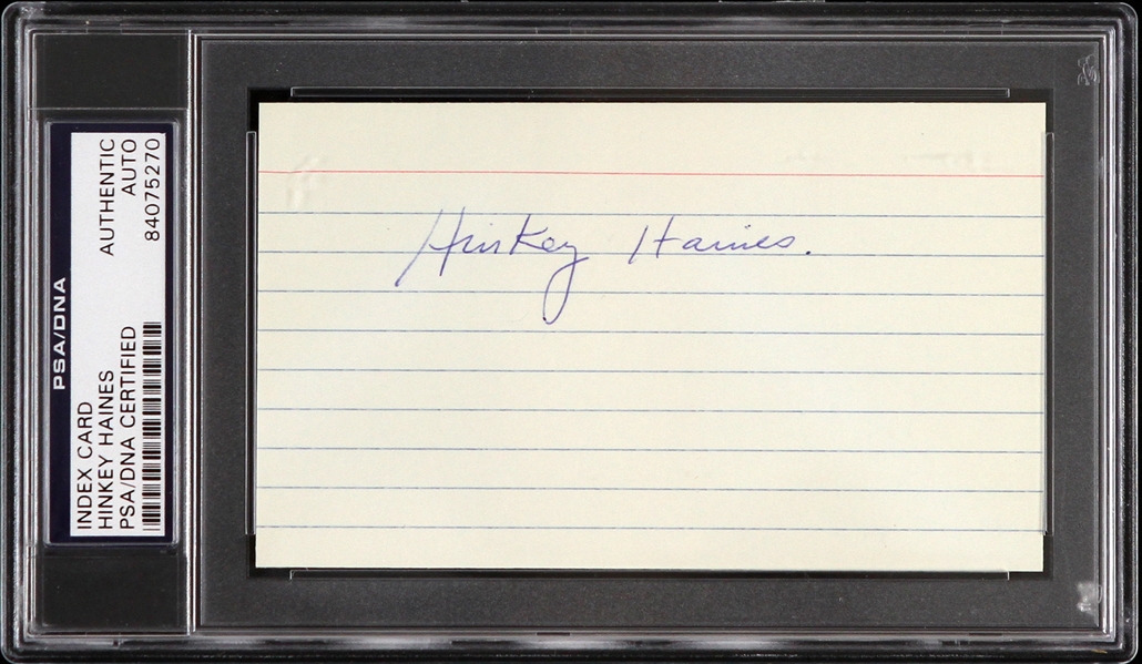 1925-1928 Hinkey Haines New York Giants Signed 3"x 5" Index Card (PSA/DNA Slabbed)