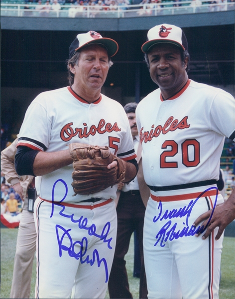 1966-1971 Brooks Robinson and Frank Robinson Baltimore Orioles Autographed Color 8"x10" Photo (JSA)