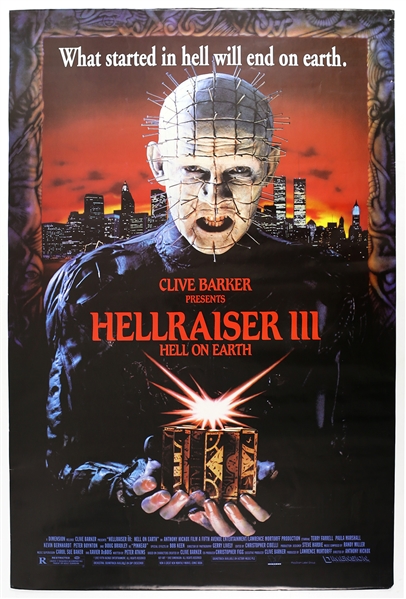 1992 Hellraiser III: Hell on Earth 27"x 41" Film Poster