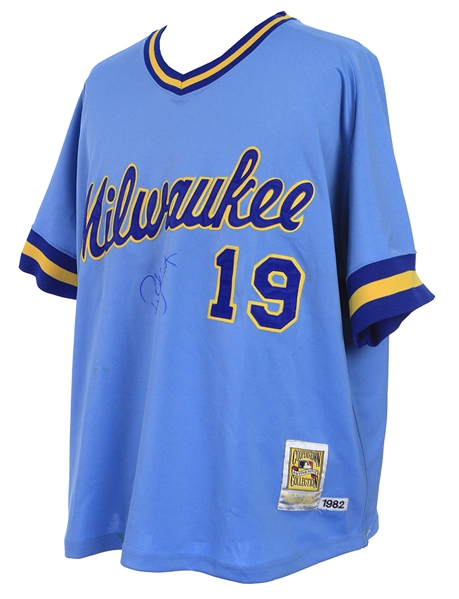 1982 Robin Yount Milwaukee Brewers Signed Mitchell & Ness Throwback Jersey (JSA)