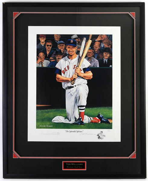 1990s Ted Williams Boston Red Sox Signed 34" x 42" Framed Lithograph (Williams Family Enterprises COA)