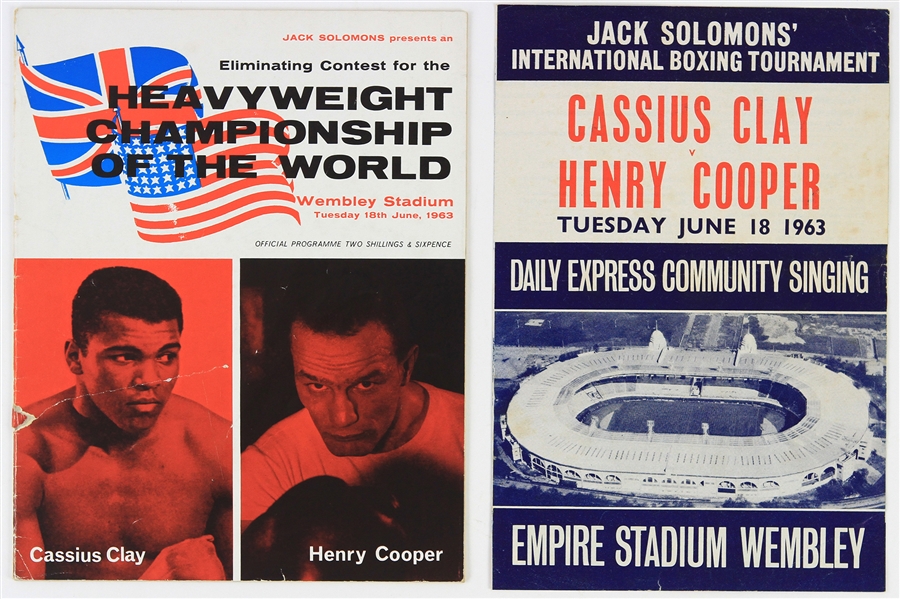 1963 (June 18) Muhammad Ali Henry Cooper Wembley Stadium Heavyweight Title Fight Program w/ Daily Express Community Singing Lyric Insert