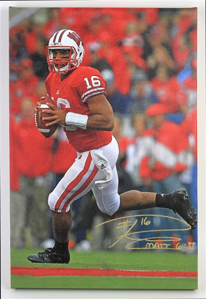 2011 Russell Wilson Wisconsin Badgers Signed 16" x 24" Canvas Print (JSA)