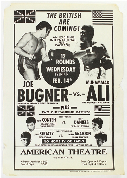 1973 (February 14) Muhammad Ali Joe Bugner 16" x 22" Closed Circuit Fight Poster