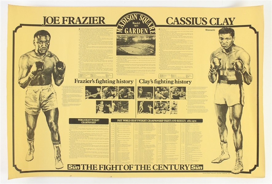 1971 (March 8) Joe Frazier Muhammad Ali Heavyweight Title Fight 20" x 30" The Sun Fight of the Century Poster