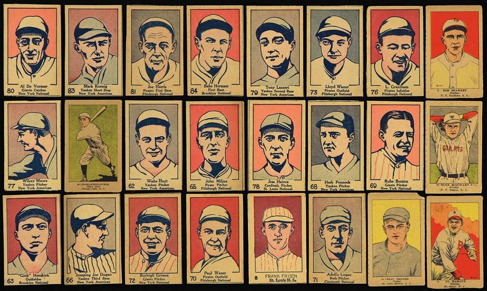 1923-28 W512 W513 W515-1 Trading Card Collection - Lot of 24 w/ Paul Waner, Lloyd Waner, Urban Shocker, Burleigh Grimes & More