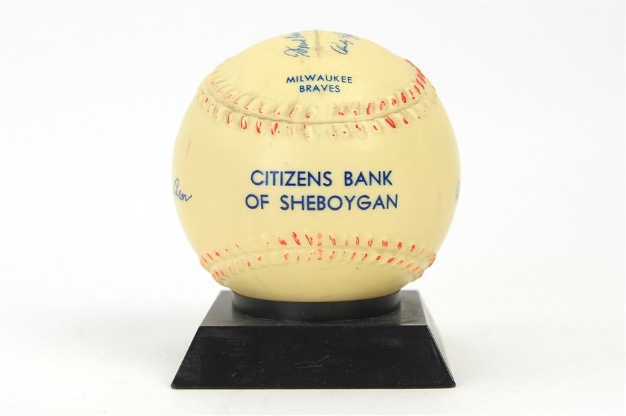 1956-59 Milwaukee Braves Facsimile Signed Citizens Bank of Sheboygan Baseball Coin Bank