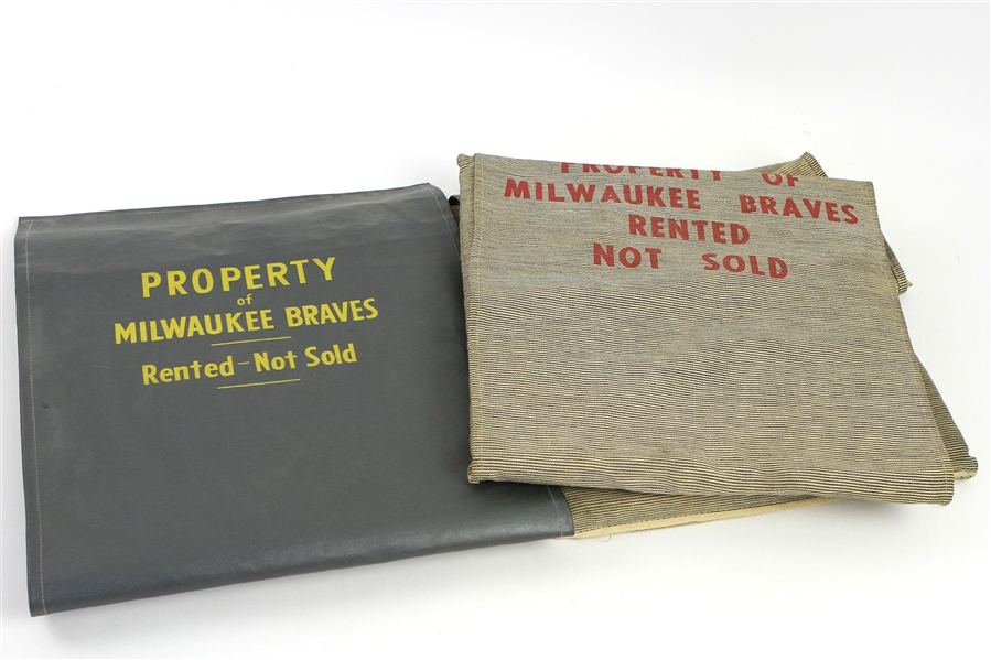1953-65 Milwaukee Braves Milwaukee County Stadium Rental Seat Pads - Lot of 3 (MEARS LOA)