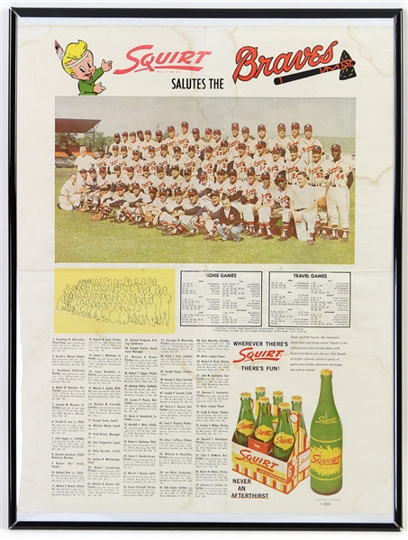 1959 Milwaukee Braves 18" x 24" Framed "Squirt Salutes The Braves" Team Photo Insert Page