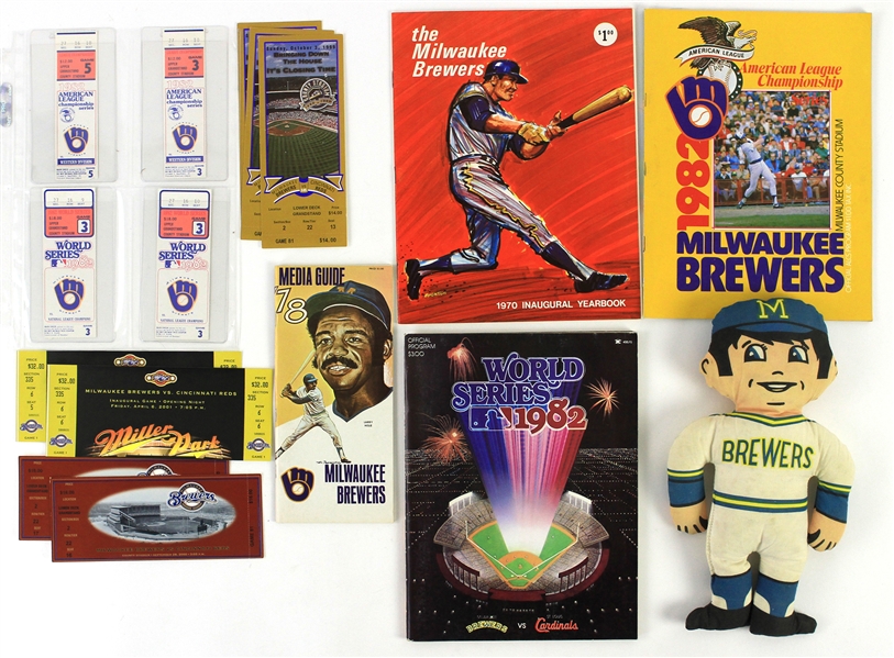 1970s-2000s Milwaukee Brewers Yearbooks, Media Guides, and Ticket Stubs (Lot of 35+)(JSA)