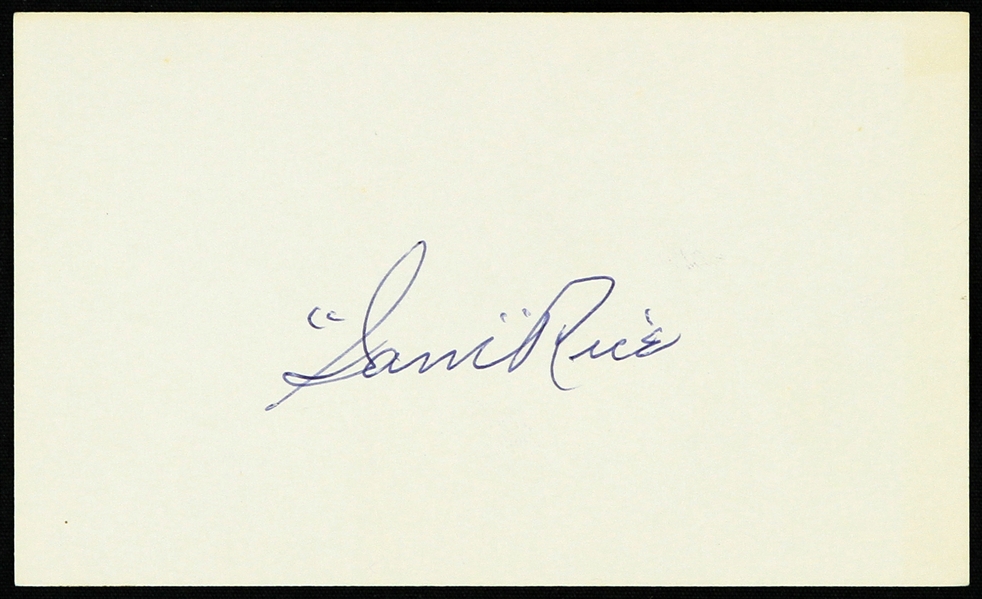 1915-1933 Sam Rice Washington Senators Signed 3x5 Index Card (JSA)
