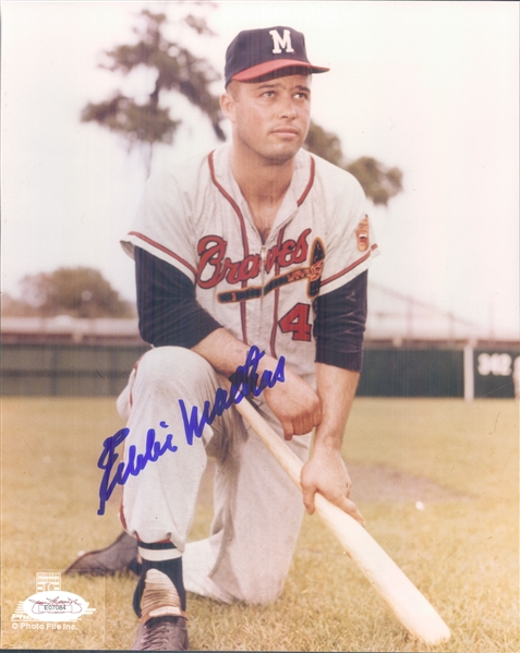 1953-65 Eddie Mathews Milwaukee Braves Signed 8" x 10" Photo (*JSA*)
