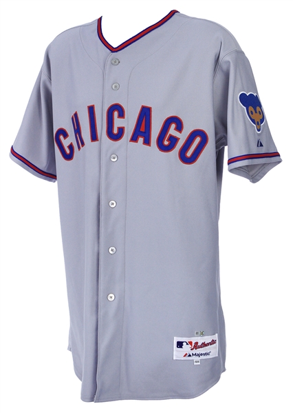 2014 (June 13) Gary Jones Chicago Cubs Game Worn 1964 Throwback Road Jersey (MEARS LOA/MLB Hologram)