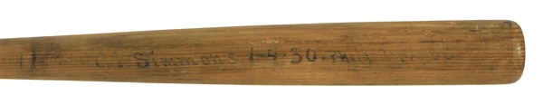 1930 Al Simmons Philadelphia Athltics H&B Louisville Slugger Professional Model Sidewritten Lathe Bat (MEARS LOA)