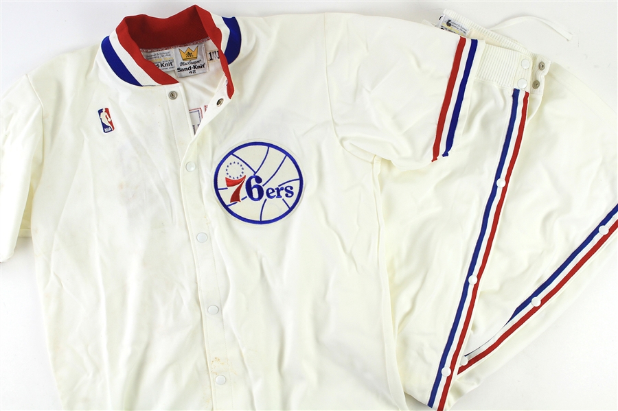 1987-88 Philaelphia 76ers Warm Up Suit With Shooting Shirt & Tear Away Pants (MEARS LOA)
