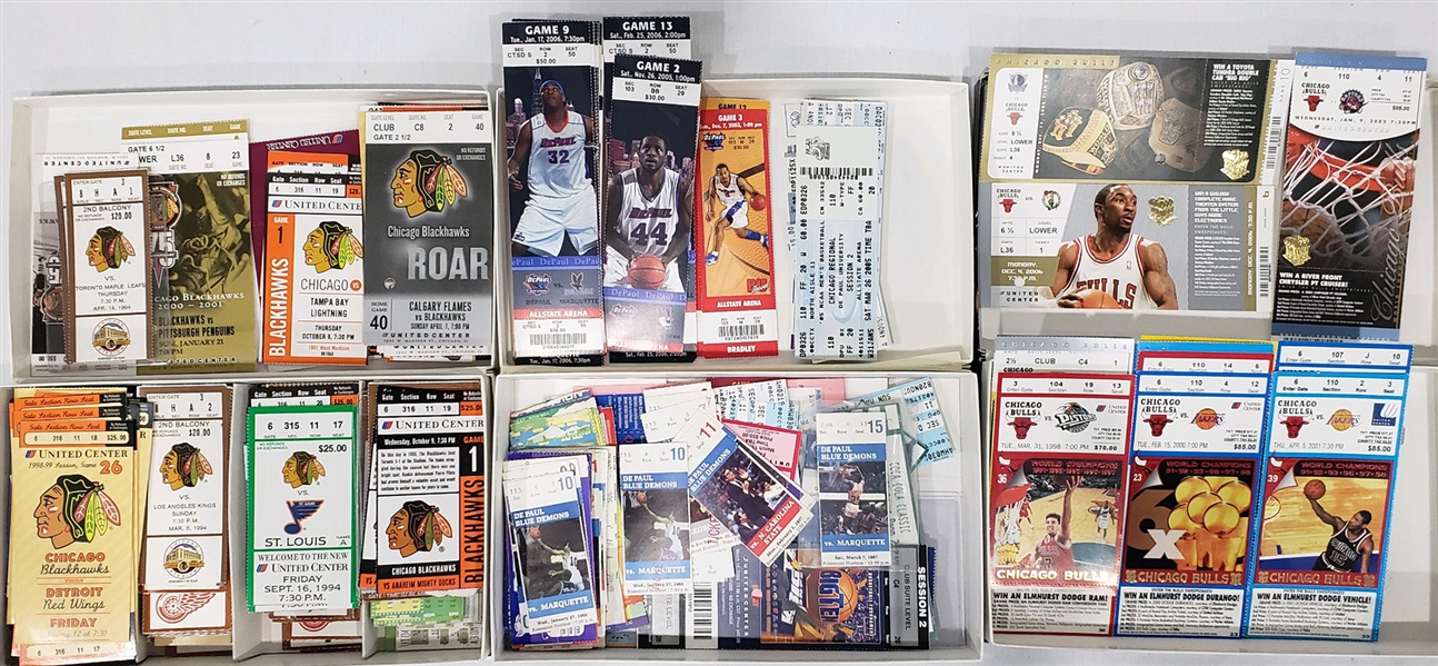 1980s-2000s Miscellaneous Baseball, Basketball, Hockey Tickets (Lot of 500+)