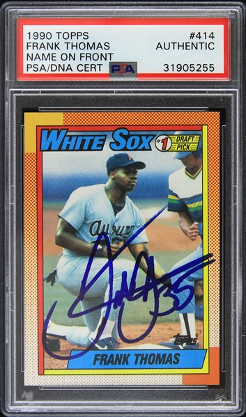 1990 Frank Thomas Chicago White Sox Signed Topps Rookie Trading Card (PSA Slabbed)