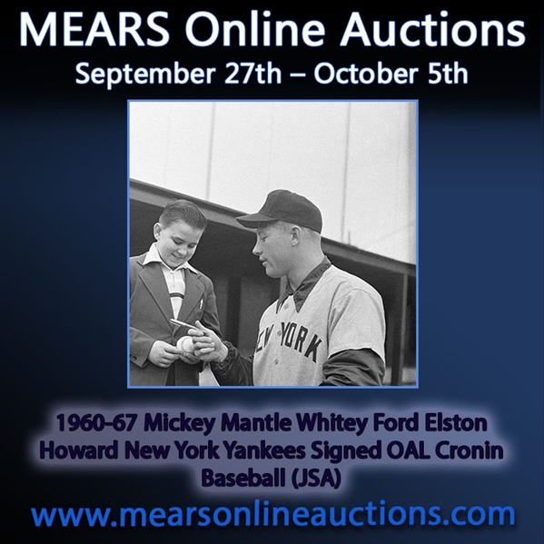 1960-67 Mickey Mantle Whitey Ford Elston Howard New York Yankees Signed OAL Cronin Baseball (JSA)