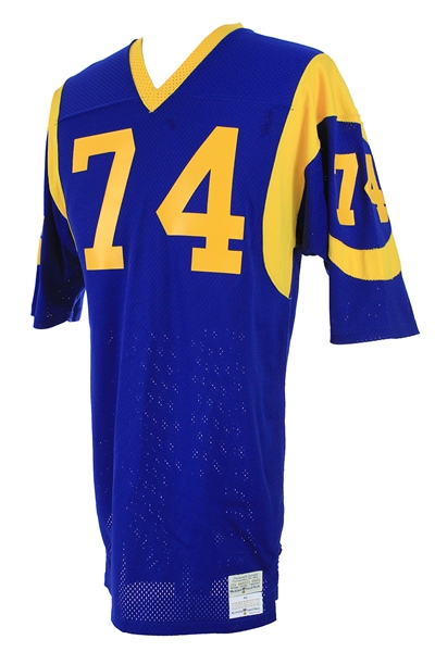 1973-76 Merlin Olsen Los Angeles Rams Signed & Inscribed Jersey (MEARS LOA/JSA)