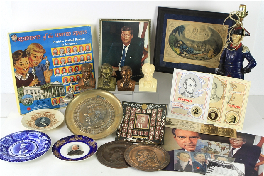 1890s-1980s Presidential Memorabilia Collection - Lot of 30 w/ George Washington, Abraham Lincoln, Theodore Roosevelt, John F. Kennedy & More