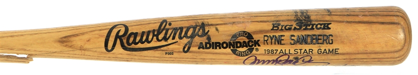 1987 Ryne Sandberg Chicago Cubs Signed & Inscribed Rawlings Adirondack Professional Model All Star Game Bat (MEARS A8.5/JSA)