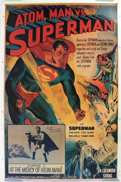 1950 Kirk Alyn Signed Atom Man vs Superman 27" x 41" Reproduction Movie Poster Contact Sheet