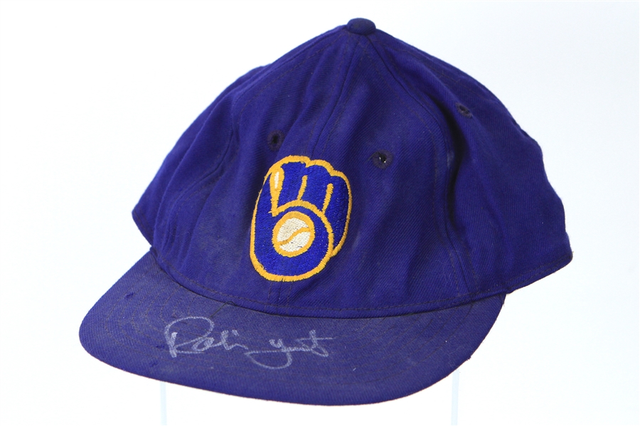 1978-80 Robin Yount Milwaukee Brewers Signed Game Worn Cap (MEARS LOA/JSA)