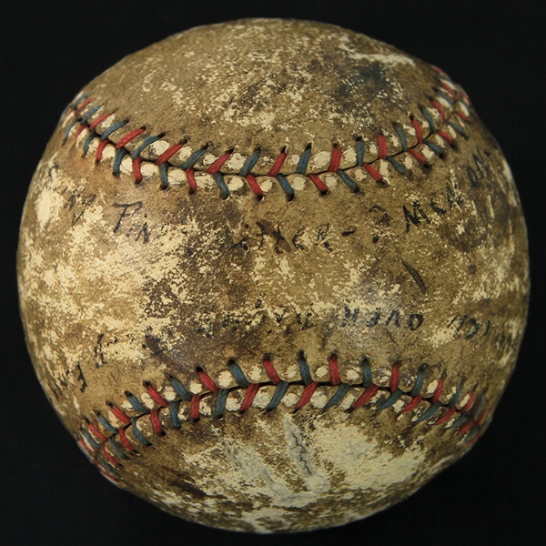 1922 Red & Blue Stitched Game Used Baseball (MEARS LOA)