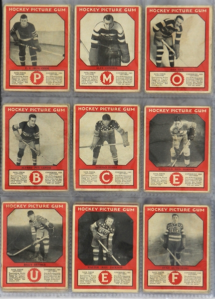 1933-34 V252 Canadian Gum Hockey Trading Cards - Lot of 44 w/ Howie Morenz, Charlie Conacher, Aurel Joliat, Frank Clancy & More