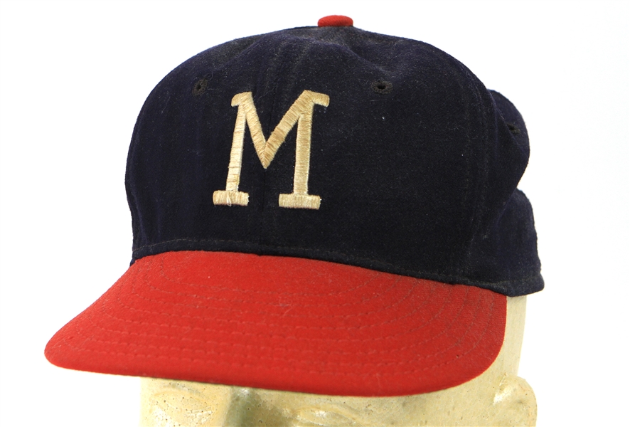 1959-64 Warren Spahn Milwaukee Braves Game Worn Cap (MEARS LOA) "Originated From Team Chaplain"