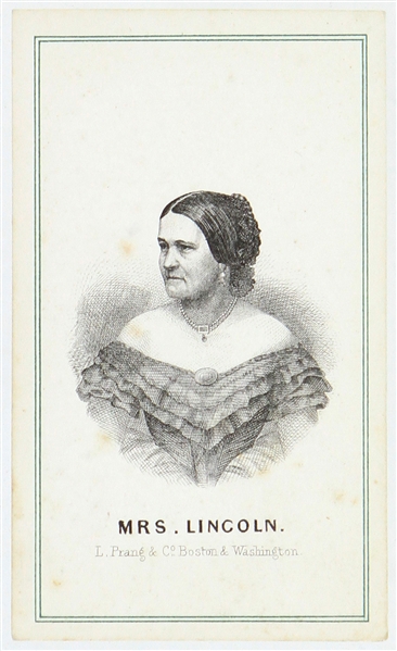 1861-65 Mrs. Mary Todd Lincoln First Lady 2.5" x 4" CDV Photo Card