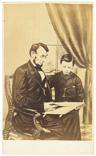 1861-65 Abraham Lincoln 16th President of the United States 2.5" x 4" CDV Photo Card w/ Son Tad