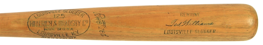 1950-1960 Ted Williams H&B Louisville Slugger Team Index Bat (MEARS A6) "Possibly matches 1 player order"