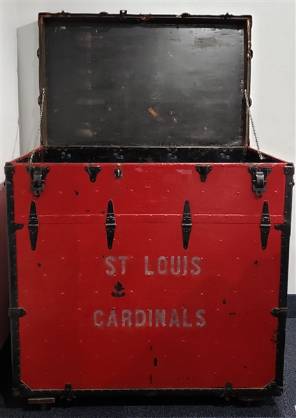 1930s-1940s St. Louis Cardinals Train Travel Equipment Trunk 