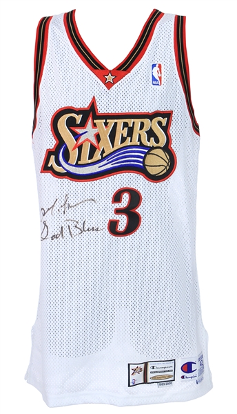 1999-2000 Allen Iverson Philadelphia 76ers Signed Home Jersey (MEARS A10/JSA)