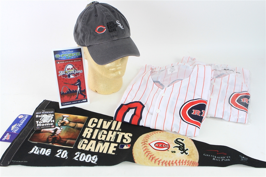 2009 Cincinnati Reds Memorabilia Collection - Lot of 5 w/ Jerseys, Cap, Pennant & More