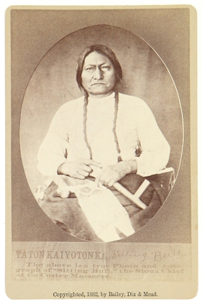 1882 Sitting Bull Lakota Chief 4.25" x 6.5" Bailey, Dix & Mead CDV Photo Card #1