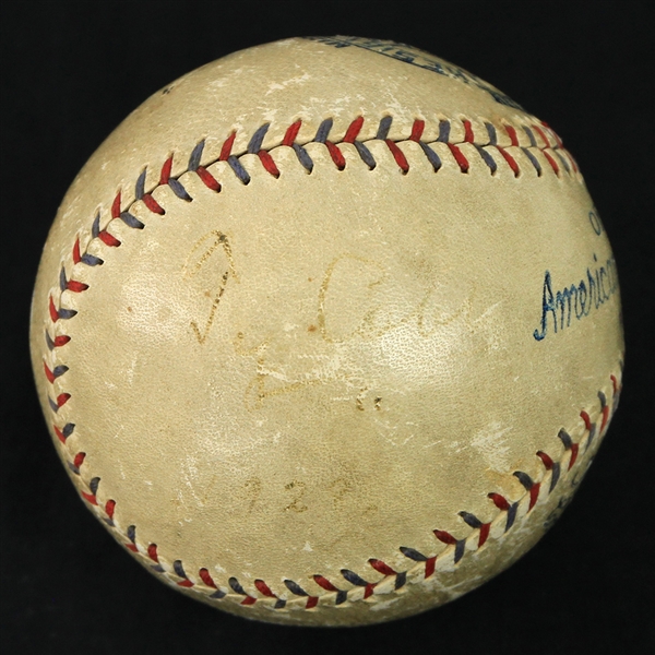 1928 Ty Cobb Detroit Tigers Signed & Dated OAL ES Barnhard Baseball (Full PSA Letter) "Signed During Cobbs Final Season"