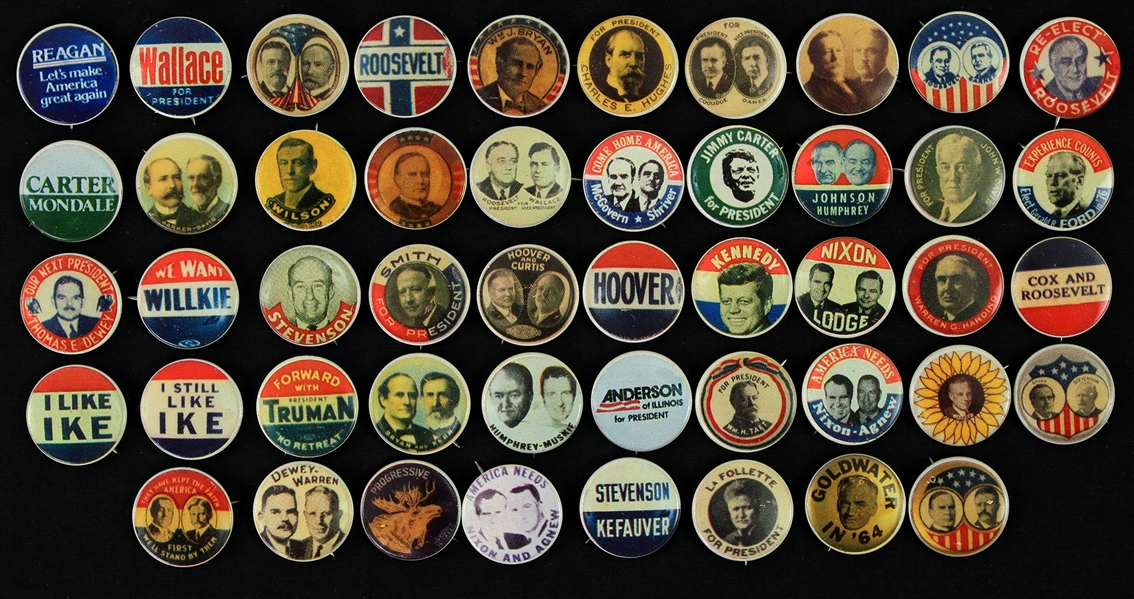 1980s Political 3/4" Pinback Button Collection - Lot of 48