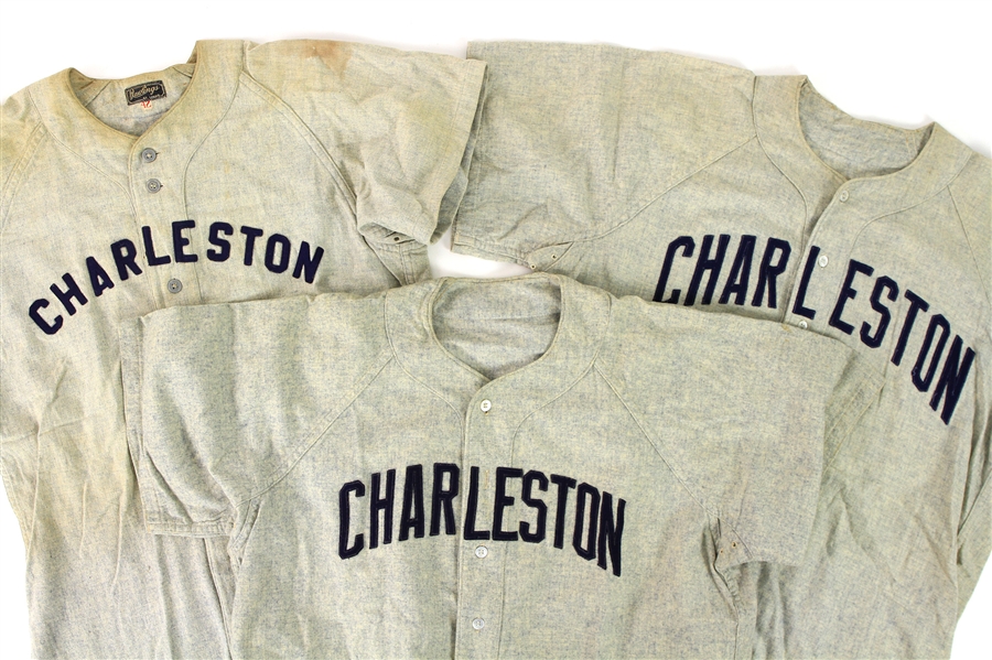 1952-59 Charleston Rebels/ChaSox Game Worn Road Jerseys - Lot of 3 (MEARS LOA)