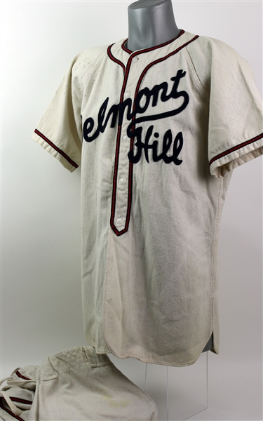1950s Belmont Hill Game Worn Flannel Baseball Uniform (MEARS LOA)