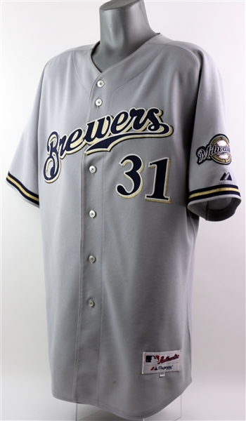 2005 Russell Branyan Milwaukee Brewers Signed Game Worn Road Jersey (MEARS LOA/JSA)