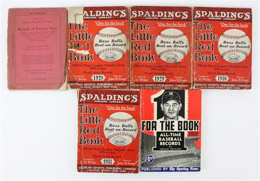 1924-52 Little Red Book & One For The Book Baseball Guides - Lot of 6