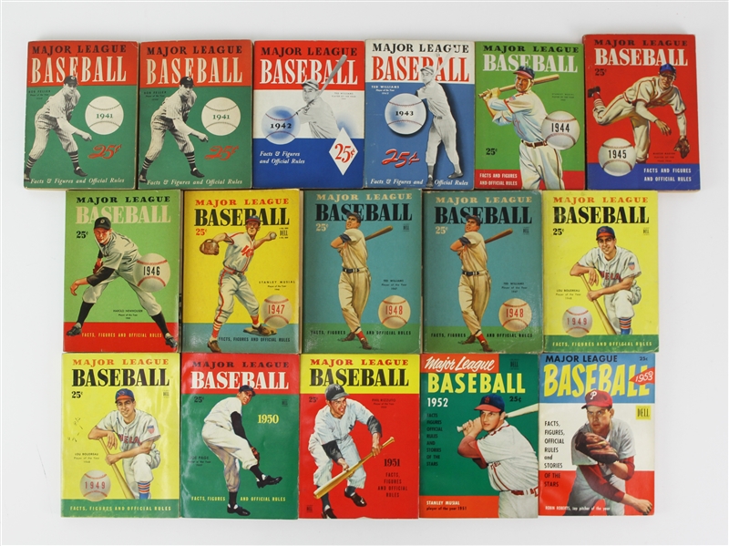 1941-53 Major League Baseball Fact Figures & Official Rules Guide Books - Lot of 16