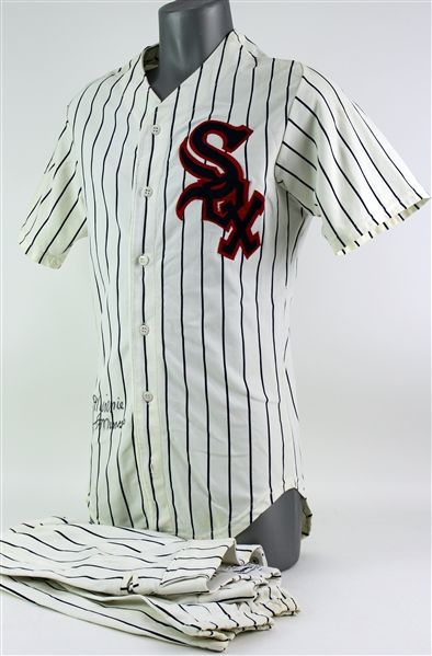 1985-87 Minnie Minoso Chicago White Sox Signed Old Timers Home Uniform (MEARS LOA/JSA/Minoso LOA)