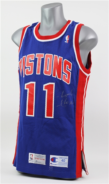 1992-93 Isaiah Thomas Detroit Pistons Signed Road Jersey (MEARS LOA) & PSA/DNA)