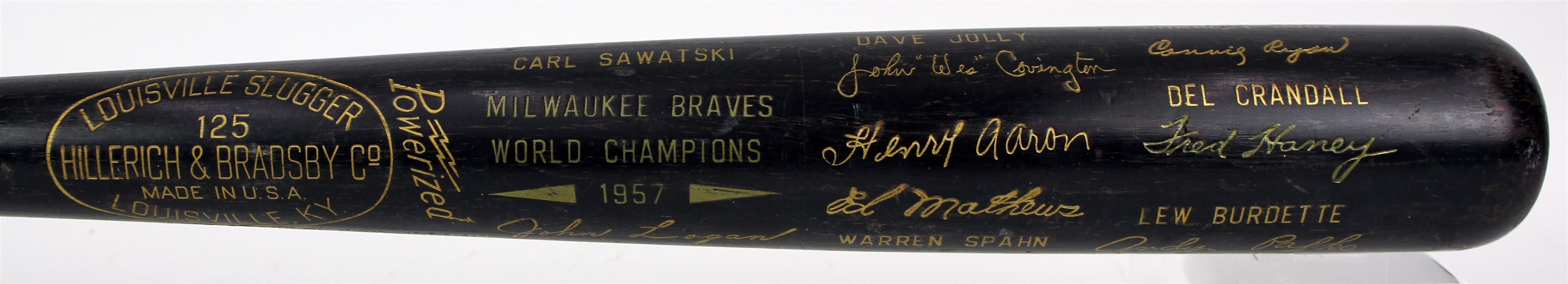 1957 Milwaukee Braves World Series Champions H&B Louisville Slugger Commemorative Black Bat