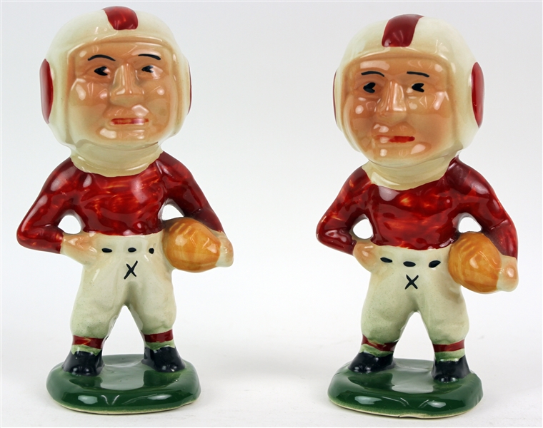 1950s Ohio State Buckeyes 8" Ceramic Football Player Figures - Lot of 2